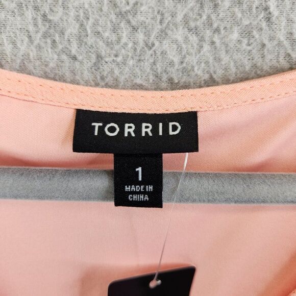 Torrid Dress Womens 1 Pink Gauzy Lace Up Knee Length Spring Easter Wedding NWT - Picture 10 of 16